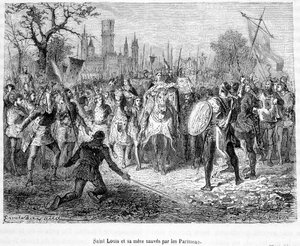 Szent Lajost és édesanyját a párizsiak megmentették - H. Martin „Histoire de France populaire” című könyvében alkotó: Unknown artist