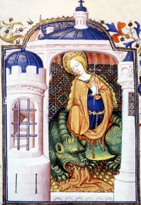 Szent Márta és a szörnyeteg Tarasque. 15. századi kézirat. alkotó: Unknown artist