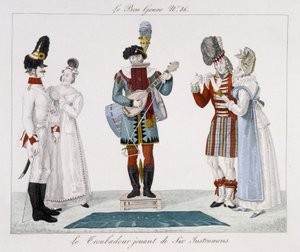 Saltimbanks: A trubadúr hat hangszeren – „” Le bon műfajban””, deb. 19. század alkotó: Unknown artist