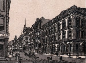 San Francisco, Egyesült Államok: kilátás a Pine Streetre. in "" A világ 168 nézetet szemléltet"" Keltezés nélküli (19. század vége) alkotó: Unknown artist