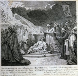 Szatirikus matrica a janzenizmus ellen. alkotó: Unknown artist