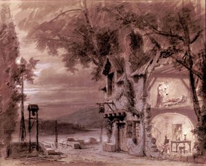 Philippe Chaperon szcenográfiája Giuseppe Verdi (1813-1901) olasz zeneszerző „Rigoletto” című operájához a párizsi opera előadásához alkotó: Unknown artist