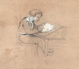 Iskolás a munkahelyén. (rajz, 1830 körül) alkotó: Unknown artist