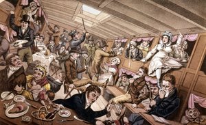 Tengeri betegség. A 19. század eleji illusztráció. alkotó: Unknown artist