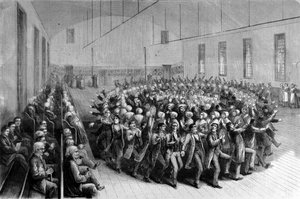Shaking Quakers vallási felvonulás (tánc) New Yorkban. századi illusztráció. alkotó: Unknown artist