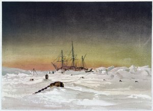 Hajó a jégben – „A sarki tenger partjai, sarkvidéki expedíció narrációja” című filmben, Dr. Edward Moos, Marcus Nard & Co, London alkotó: Unknown artist