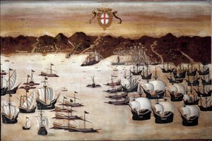 Hajók Genes kikötőjében (XVI. századi festmény) alkotó: Unknown artist