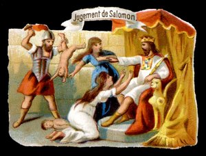 Salomons Urteil mit der Mutter, die sich opfert, um ihr Kind zu retten. Chromolithographie des 19. Jahrhunderts von Unknown artist