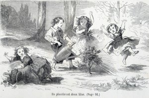 Sophie és barátai orgonát ültetnek - Hachette Ségur grófnőjének „Szófi szerencsétlenségei” című művében alkotó: Unknown artist