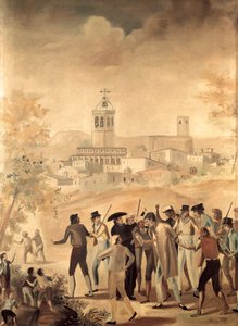 Spanyol függetlenségi háború (1808-1814): egy francia állampolgár letartóztatása Manresához közel, Anonymous festmény. alkotó: Unknown artist