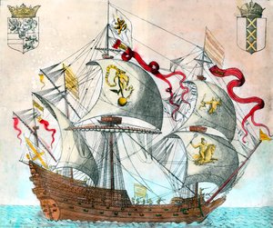 századi spanyol hajó. századi metszet. BN, Párizs. alkotó: Unknown artist