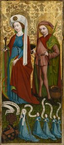 Szent Katalin és Szent Vitus Anna von Freiberggel és lányaival, 1450 körül (tempera és olaj, tábla) alkotó: Unknown artist