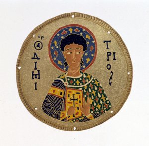 Szent Demetrius – N. Kondakow „” A bizánci zománcok története és emlékművei” című könyvében. Kromolitográfia 1892. alkotó: Unknown artist