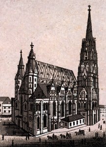 Szent István-székesegyház (St. Stephen vagy Stephansdom vagy St. Stephane vagy St. Stephan Kirche) Bécsben Ausztriában (Bécs) a „A világ 168 nézetet szemléltet” Dátumozatlan (XIX. század vége) alkotó: Unknown artist