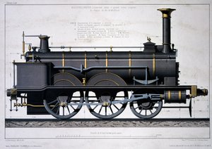 A mulhouse vasúti gőzmozdony - rajz a mosásban alkotó: Unknown artist