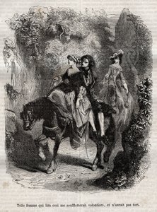 Egy ilyen nő, aki ezt olvassa, szívesen lecsapna rám, és nem tévedne. - Illusztráció Jean-Jacques (Jean Jacques) Rousseau (1712-1778) „” vallomásaihoz” - 1849-es metszet alkotó: Unknown artist