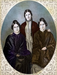 A RÓKA NŐVÉREK Margaretta, Kate és Leah a spiritualisták úttörői (Fox Sisters: balról jobbra: Margaret vagy Maggie (1837-1893), Kate (1828-1892) és Leah (1814-1880), a spiritualizmus és spiritualizmus úttörői alkotó: Unknown artist