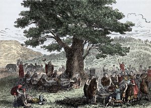 Ünnepeket élvező teutonok - metszet a 19. század végéről alkotó: Unknown artist