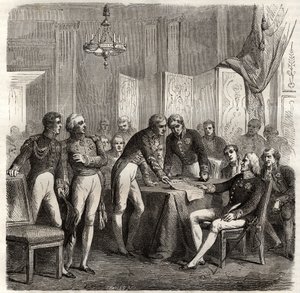 Az Egyesült Királyság, Franciaország, Spanyolország és Portugália 1834-es szövetsége Evoramonte koncessziójának érvényesítésére – Don Carlos spanyol trónigényével szemben a Négyszeres Szövetség (Charles-Maurice de Talleyrand – Don Manuel Pando-Fernandez alkotó: Unknown artist