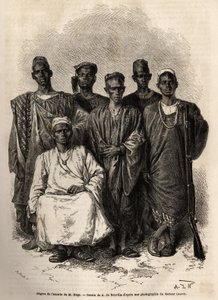 Mage afrikai kísérete, a hajó hadnagya Nigerbe küldetett. Metszet Mágus hadnagy 1863 és 1866 közötti nyugat-szudáni útjának történetének illusztrálására, megjelent a „Le tour du monde, nouveau Journal des voyages” című folyóiratban, szerkesztette E. alkotó: Unknown artist