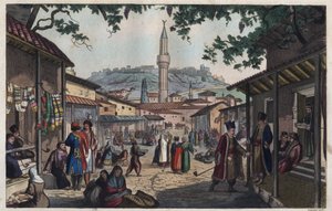 Az athéni bazár piaca a 19. század elején – Le marche bazar d
