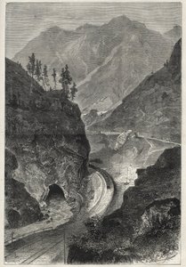 A Brenner-vasút (Brennero) Tirolba (Tirolo - Tirol) - Metszet 1867 - alkotó: Unknown artist