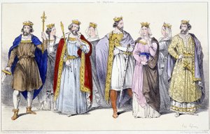 A Karolingok: Hugues Capet, Adelaide, Robert, Constance, I. Henrik, Orosz Anna, Berthe, I. Philippe - „Franciaország királyai és királynői nyomatokban” című kötetben, Párizs, szerk. Gyors alkotó: Unknown artist
