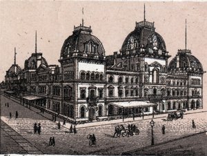 A New York-i Central Depot, az Egyesült Államokban a „A világ 168 nézetet illusztrál” című filmben, dátum nélkül (19. század vége) alkotó: Unknown artist