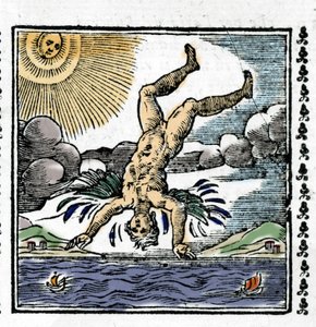 Ikarosz bukása – Ikarosz bukása. Színes xilográfia. 16. század. alkotó: Unknown artist