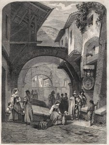 A római gettó a 19. században, metszet. alkotó: Unknown artist