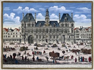 A Hôtel de Ville de Paris és tere a 16. században - metszet alkotó: Unknown artist