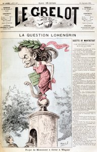 A Lohengrin-kérdés: Wagnerben felállítandó műemlékprojekt – az 1891.09.20-i „” Le Grelot”-ban alkotó: Unknown artist