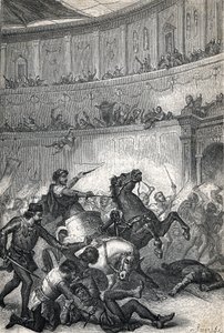 Thesszalonikai mészárlás 390-ben. Metszet 1884 alkotó: Unknown artist