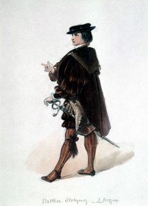 A nürnbergi mesterénekesek (Die Meistersinger von Nürnberg), Richard Wagner opera: Walther von Stolzing jelmeze az első előadásra. Wagner Múzeum, Bayreuth. alkotó: Unknown artist