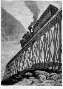 A Pacific Railway a Dale Creek Wood Bridge-en – metszet, 19. század vége alkotó: Unknown artist