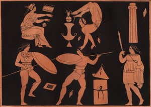 A Pyrrhichios tánc (pirruszi tánc) - metszet az Univerzum összes népének szokásairól és hagyományairól. Azaz: A kormányzat, a törvények, a milícia, a nemzetek vallásának története a legrégibb időktől napjainkig "1856 alkotó: Unknown artist