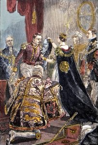Viktória királynő a franciák császárát a Harisnyakötő Renddel ruházza fel a windsori kastélyban alkotó: Unknown artist