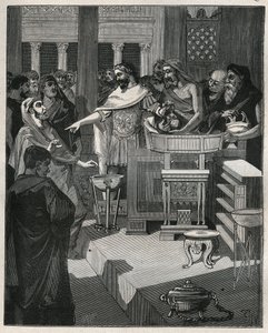 Caligula római császár (12-41) egy brokanterben Római Galliában. Metszet 1885-ből Adolphe BITARD „Les arts et metiers illustres” című könyvében. alkotó: Unknown artist