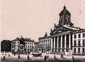 A brüsszeli Királyi tér Belgiumban a „A világ 168 nézetet illusztrál” című filmben, dátum nélkül (19. század vége) alkotó: Unknown artist