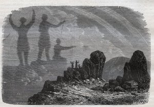 A Brocken kísértete a Harz-hegységben - Brocken spektrum vagy Brocken spektrum - metszet 1877-ből alkotó: Unknown artist