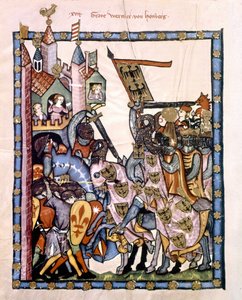 A svájci költő és lovag Graf Werner von Homberg (1284-1320) VII. Henrik császár szolgálatában megostromolta a szicíliai Angevin csapatok által védett erődöt. A „Manesse” vagy „Manessesche Liederhandschrift” kódex miniatúrája, amelynek kézirata alkotó: Unknown artist