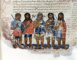 A geánsok (Rephaim vagy Nephilim) serege, akiket megvert Dávid király serege. Miniatűr a „Codex de l
