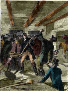 A Cato utcai összeesküvők letartóztatása (metszet) - „A Cato utcai összeesküvők...” (Cato Street Conspiracy) alkotó: Unknown artist