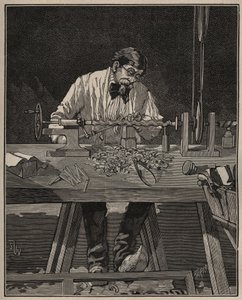 Az eszterga művészete: a törzsoszlop homlokzata. Metszet 1885-ből Adolphe BITARD „” Les arts et metiers illustres” című könyvébe. alkotó: Unknown artist