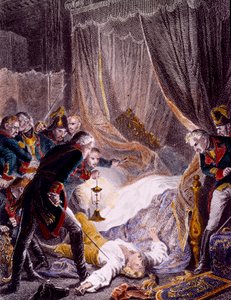 I. Petrovics Pál (1754-1801) orosz cár meggyilkolása a Szent Mihály-palota szobájában, miután kénytelen volt aláírni lemondását. Metszet 1801 körül. Magángyűjtemény alkotó: Unknown artist