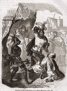 Burgundia hercegének (Jean sans peur) meggyilkolása a montereau-i hídon - a "Histoire de France"-ban, Anquetil, Párizs alkotó: Unknown artist