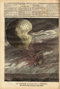 A július 7-i vihar által okozott baleset áldozataként a francia Godard és Panis urak fogságba esett léggömbje (captive balloon) a chicagói világkiállítás talaján, teljes repülés közben, a ballon ütődött és nekiütközött, megsérülve a két repülős gr alkotó: Unknown artist