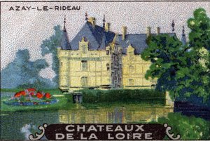 Loire-i kastélyok: Azay-le-Rideau kastélya, 20. század eleje (chromo) alkotó: Unknown Artist
