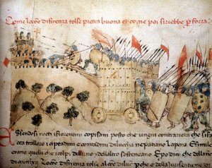 Firenze városa meghódította Pietrabuonát, amelyet Lucca lakói később – a „Croniche del Sercambi”-ban – 1400 körül birtokba vettek. Nemzeti Levéltár, Lucca. alkotó: Unknown artist