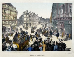 A tömeg a boulevard des Italians - metszet alkotó: Unknown artist